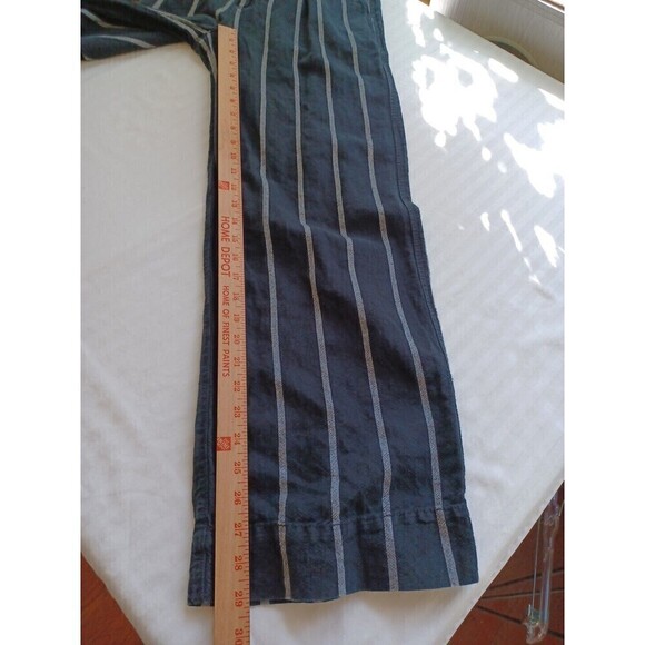 GAP women's wide leg linen blend pant 00 black white stripe coastal work/play - Picture 12 of 12